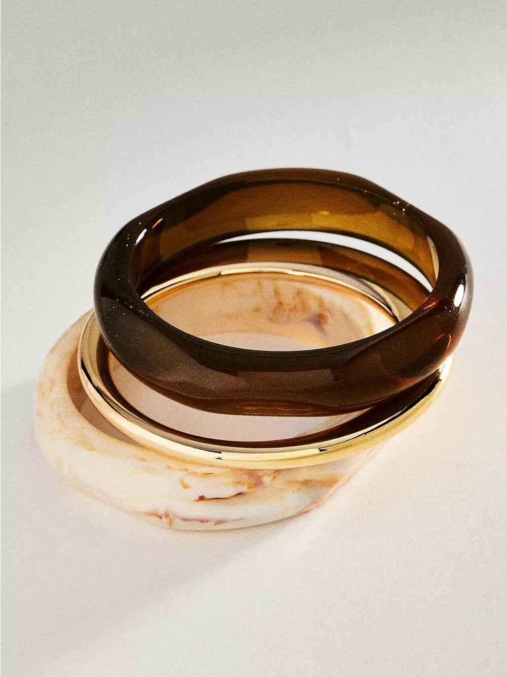 Anthropologie Boho Bangle Bracelets, Set of 3 - NWT - Brown/Gold